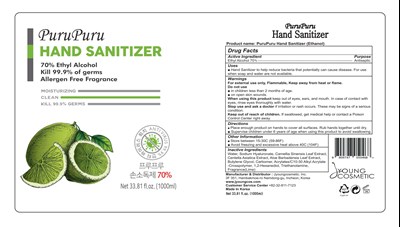 11 Purupuru Hand Sanitizer Gel 1000ml Label